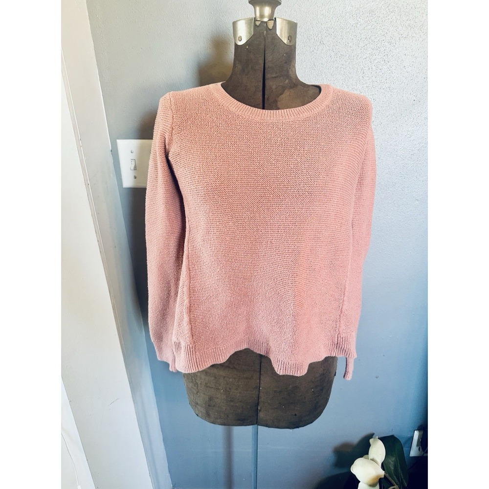 Madewell XS Pink Waffle Knit Long Sleeve Lightweight Pullover Sweater